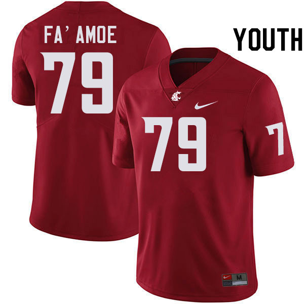 Youth #79 Fa'alili Fa'amoe Washington State Cougars College Football Jerseys Stitched-Crimson